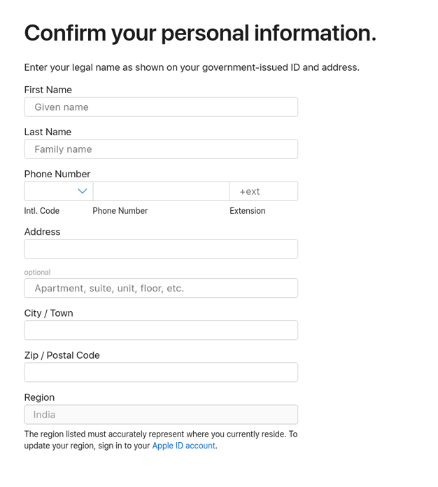 Enter your Personal Information